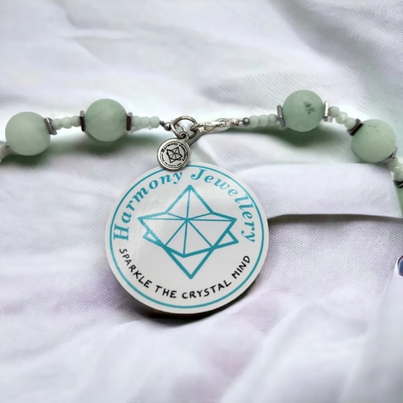 Raw and Beaded Amazonite charm necklace - Picture 3 of 5